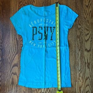 Aeropostale Kids Teal Blue Sparkly Graphic T-Shirt